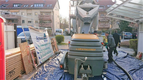 Tiefgaragen-Betonsanierung in Garching: während der Arbeiten 